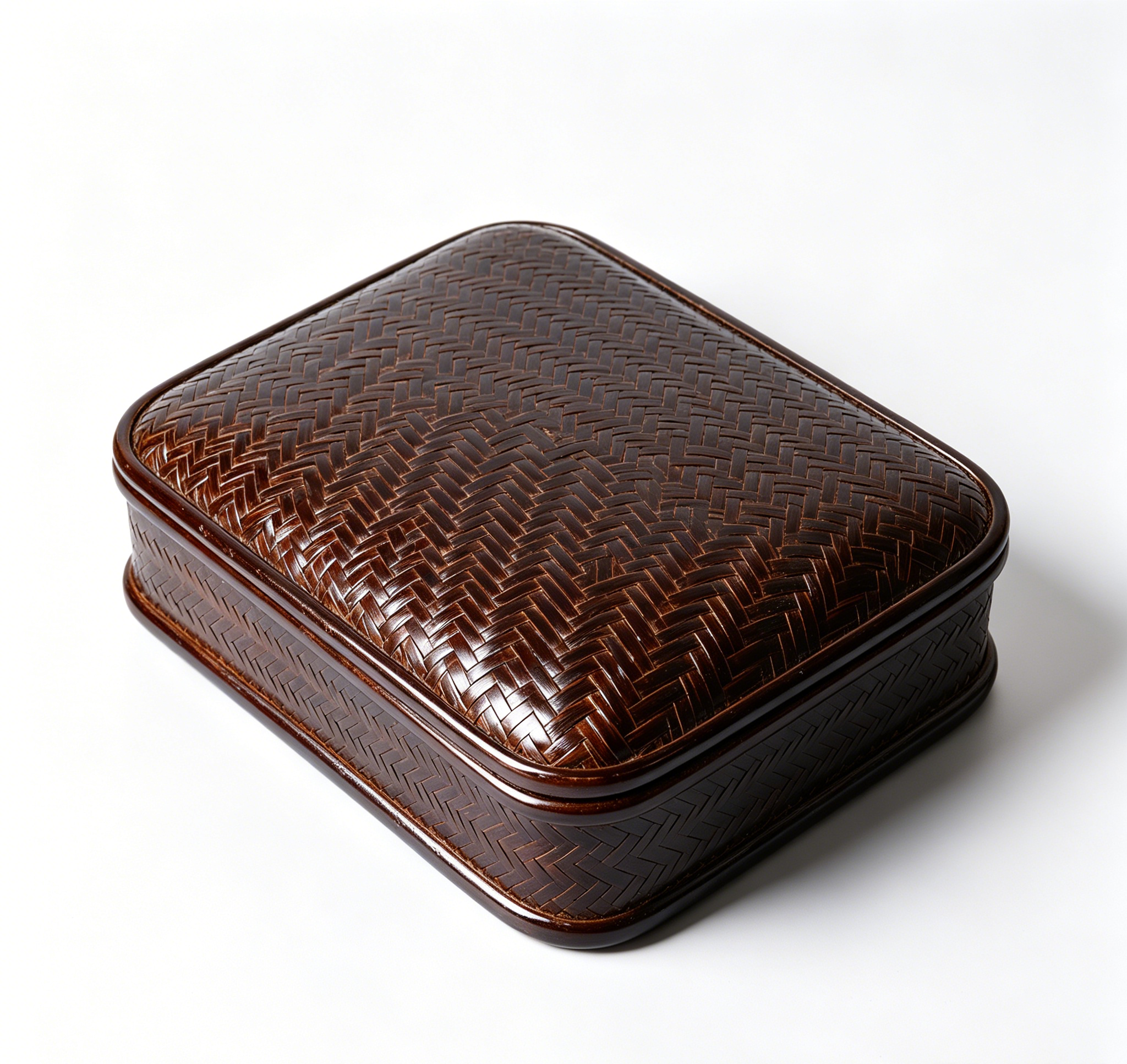 Vintage Carbonized Bamboo Storage Box with Lid