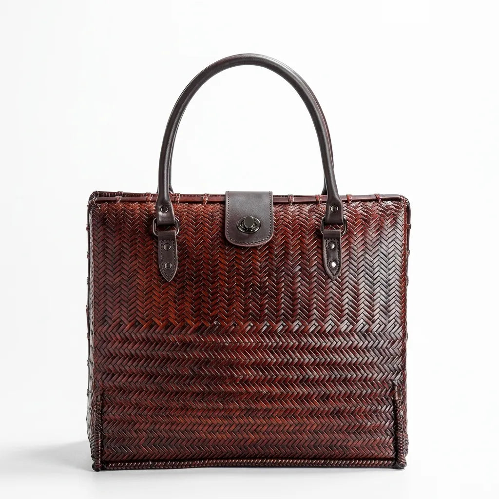 The Heritage - Handwoven Bamboo Structured Tote briefcase