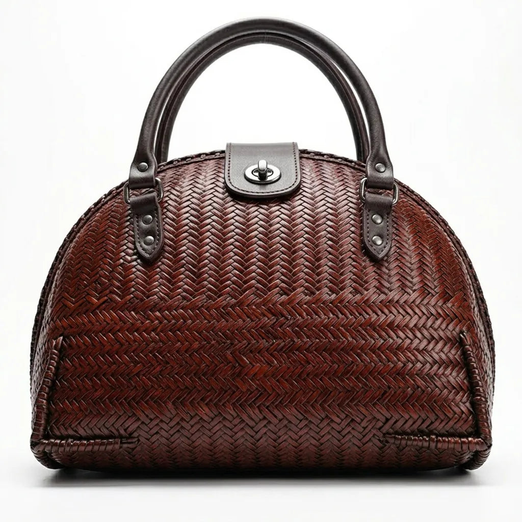 The Clamshell - Handwoven Bamboo Top-Handle Bag