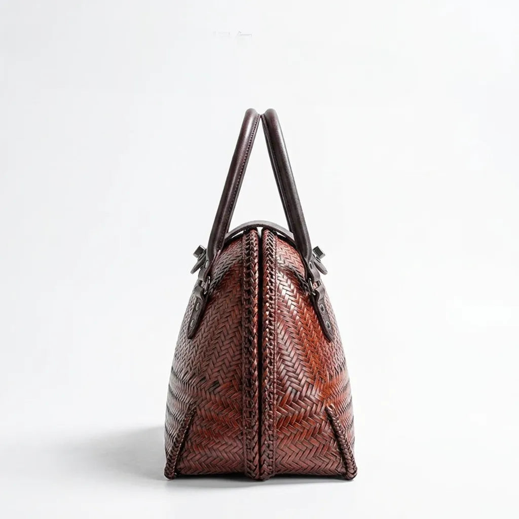 The Clamshell - Handwoven Bamboo Top-Handle Bag