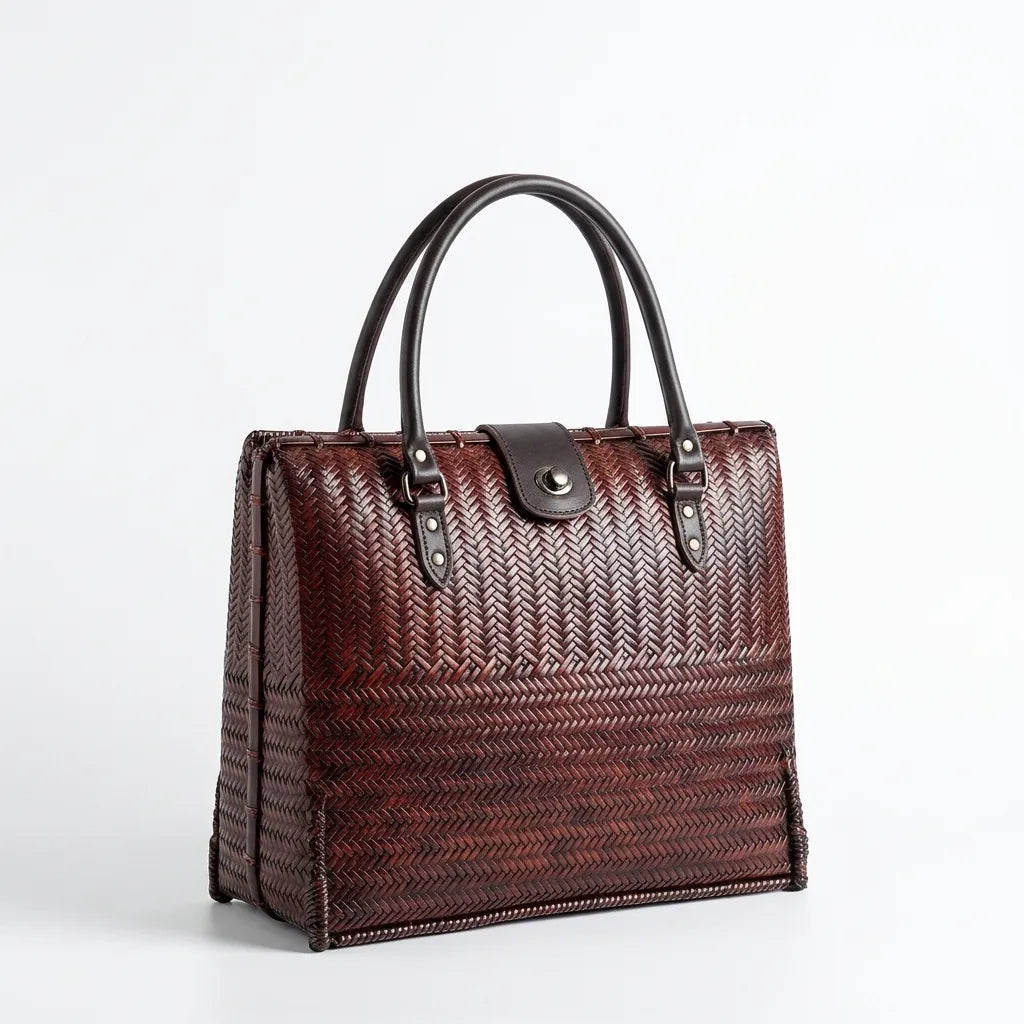 The Heritage - Handwoven Bamboo Structured Tote briefcase
