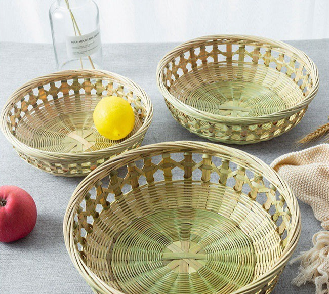 The Lattice Basket Woven Bamboo Hollow-out Snack Storage Basket