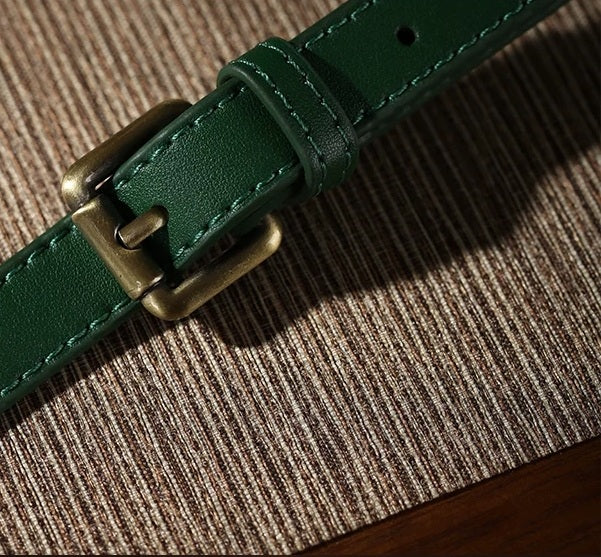 Forest Green Cowhide & Wave Woven Bamboo Satchel Bag